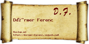 Dörmer Ferenc névjegykártya
