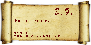 Dörmer Ferenc névjegykártya